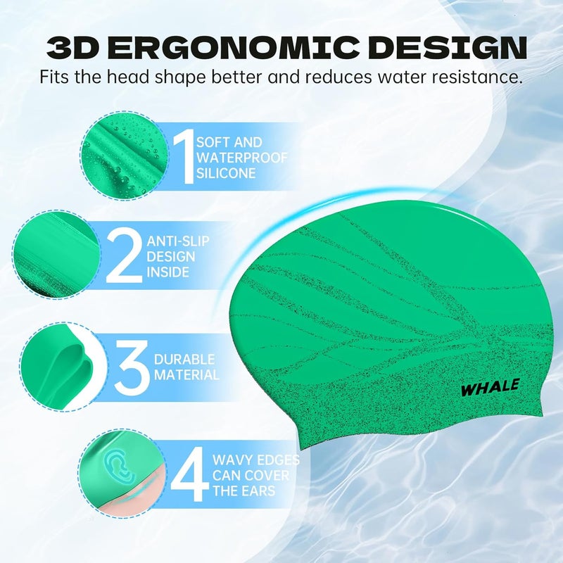 Whale Extra Large Swim Cap Designed for Men and Women with Thick, Long Hair, Hair Extensions Or Afro-Textured Hair Long-Hair Swim Cap Highly Waterproof to Keep Hair Dry - Image 5